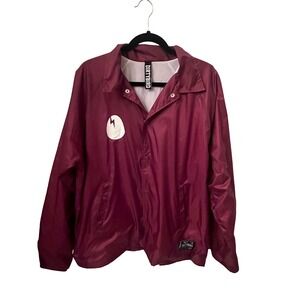 Dirtybird Vintage Burgundy Snap Button Coach Jacket Mens Size L